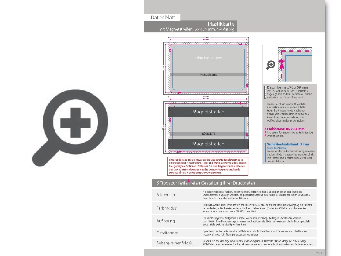 Product Bild plastikkarte_mit_magnetstreifen_loco_und_lochung_4_4_farbig_bedruckt_auf_silbernem_hintergrund