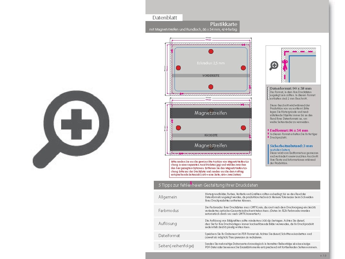 Product Bild plastikkarte_mit_magnetstreifen_loco__beidseitiger_hei__folienpr__gung_silber_und_lochung_4_4_farbig_bedruckt_auf_wei__em_hintergrund